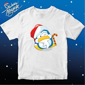 Прикольные футболки: Пингвин - Дед Мороз